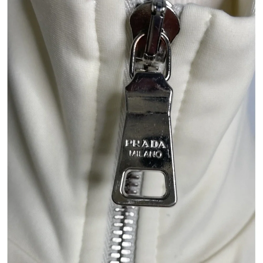 Vintage Prada Ivory Track Jacket Women's Size M Athletic Sport‎ Full Zip